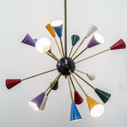 ten tweede Concreet Fabriek Vintage Design Stillnovo Style Sputnik Spider Lamp uit de jaren 60 - Piet  Jonker
