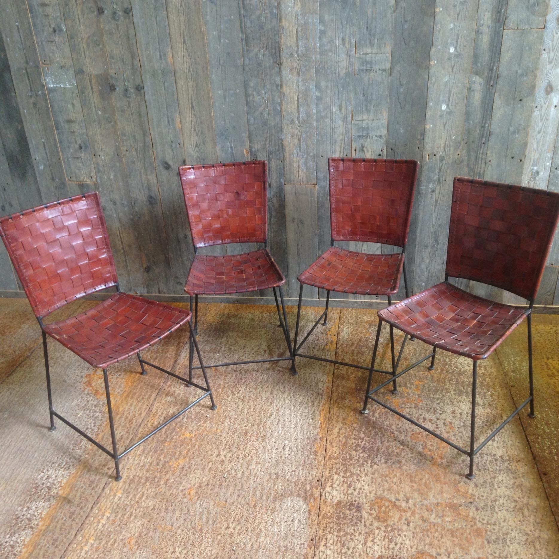 Vintage stoelen met gevlochten leer Piet Jonker