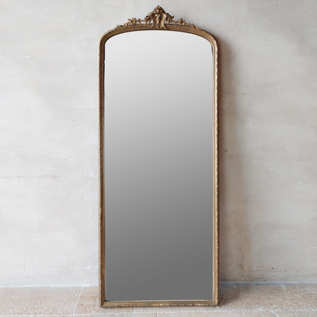 Grote antieke vergulde spiegel, hoog model - Piet